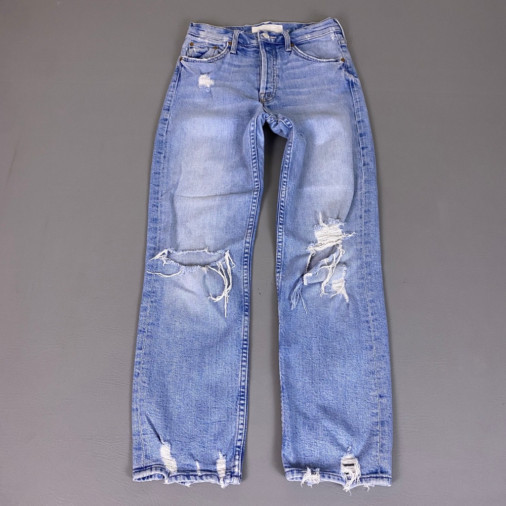 MOTHER The Tomcat Jeans Size 25 The Confession High Rise Straight Leg Distressed